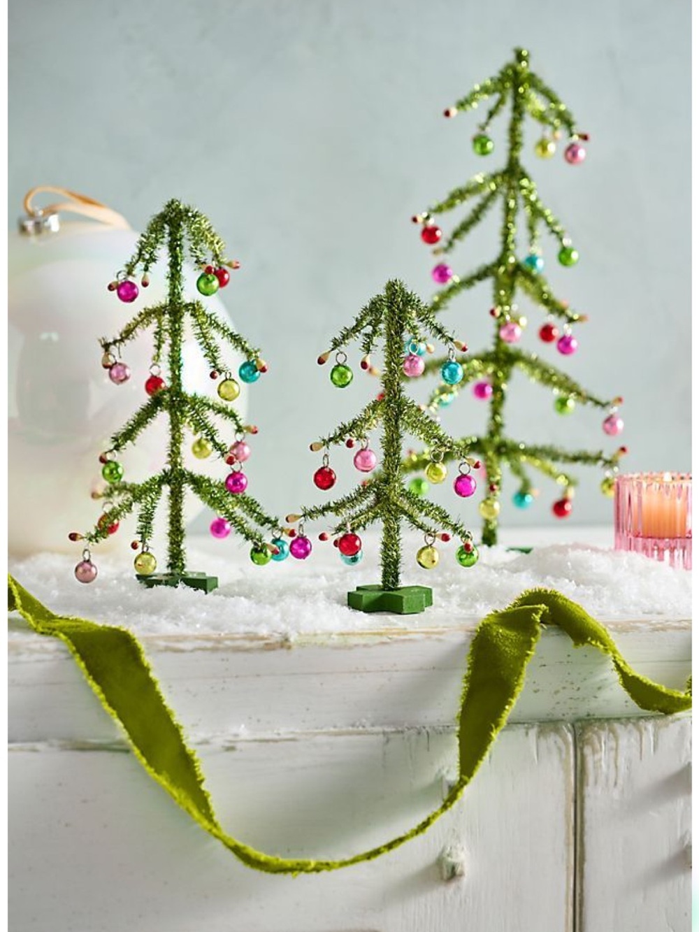 ANTHROPOLOGIE➕TERRAIN Set Of 3 Tinsel Trees NWT